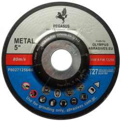 Slīpdisks met., tēraudam 125x6.4x22.23mm PEGASUS Slīpdisks met., tēraudam 125x6.4x22.23mm PEGASUS